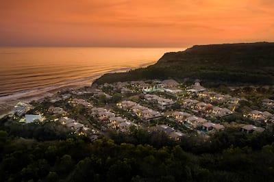 Aerial View of the Resort in the Evening